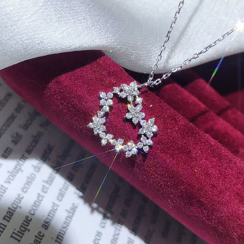 Wholesale Heart Shaped Flowers Inlaid Diamond Zircon Necklaces